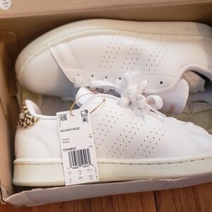 Adidas White Sneakers with Leopard Accent